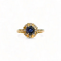 vintage ring saffier en diamant cluster van 16 karaat goud
