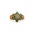vintage smaragd bloem cluster ring
