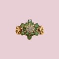 vintage smaragd diamant cluster bloem ring