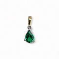 vintage hanger diamant en smaragd druppel vorm