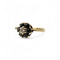 vintage ring bloemetje saffier diamant