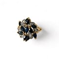 vintage ring saffier diamant cluster 9 karaat goud