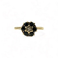 vintage ring bloemetje saffier en diamant