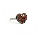 vintage hart ring witgoud met rode diamantjes