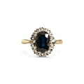 vintage ring saffier en diamant cluster goud