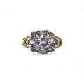 vintage gouden ring tanzaniet cluster en diamant