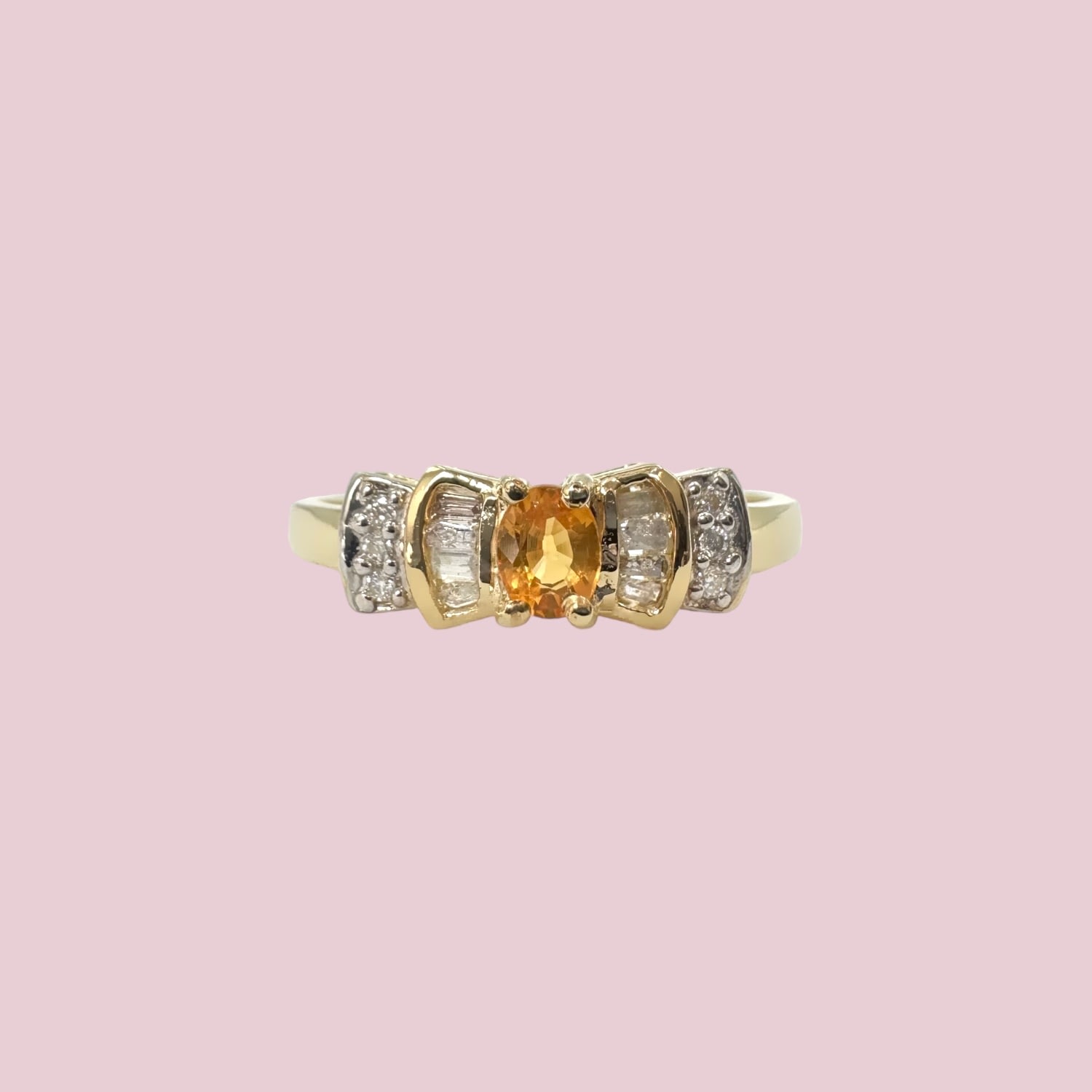 ring oranje saffier diamant cluster