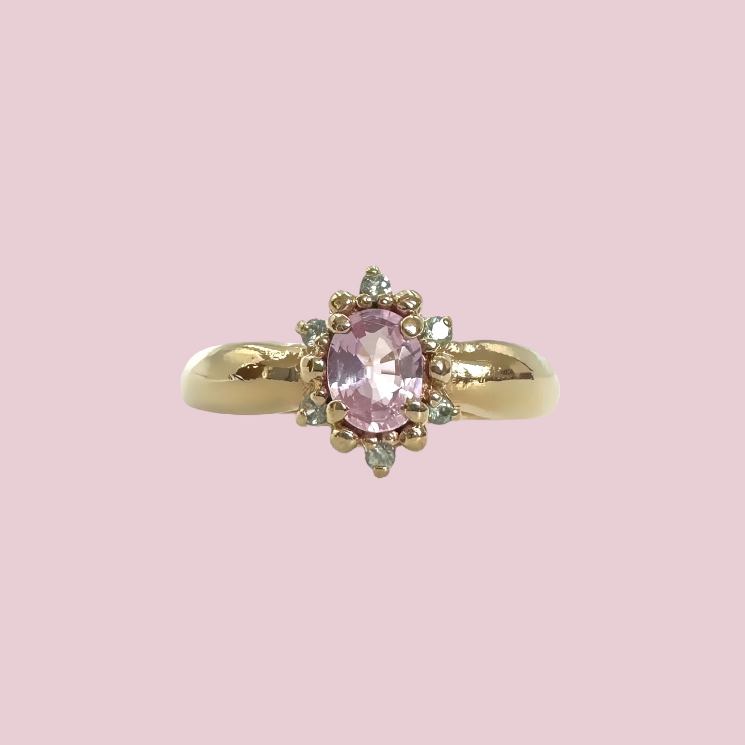 vintage cluster ring roze saffier
