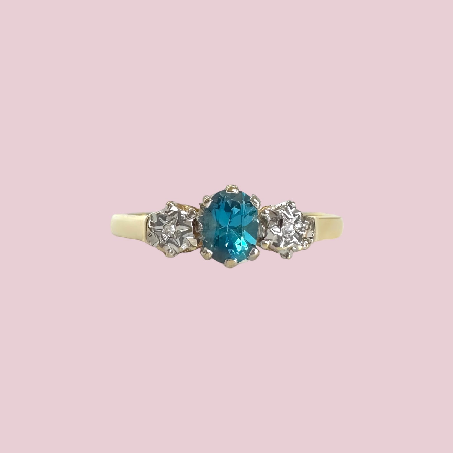 vintage ring trilogie topaas diamant