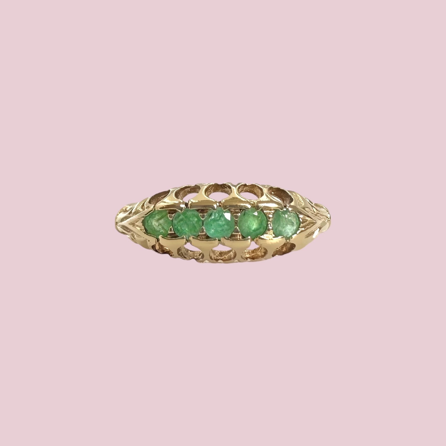 vintage smaragd ring 5 steens boot ring