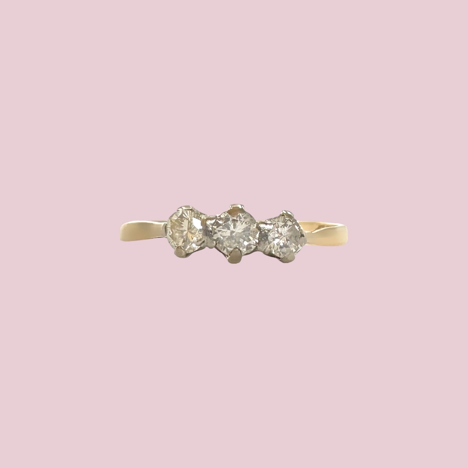 vintage ring diamant trilogie 18k goud