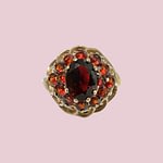 vintage granaat ring cluster goud kleine ringmaat
