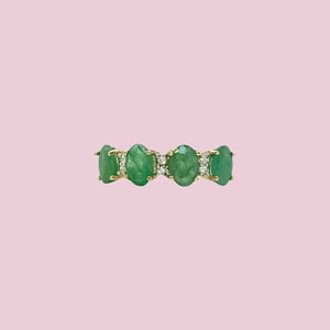 smaragd en diamant rij ring 4 steens ring 10 karaat