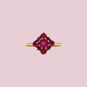 gouden vintage robijn cluster ring roze