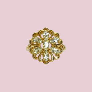 vintage bloem ring goud met groene amethist