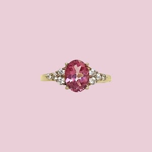 vintage ring roze toermalijn goud