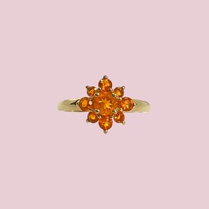 vintage ring oranje granaat bloem cluster
