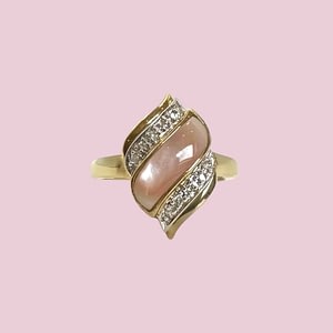 vintage ring parelmoer en diamant