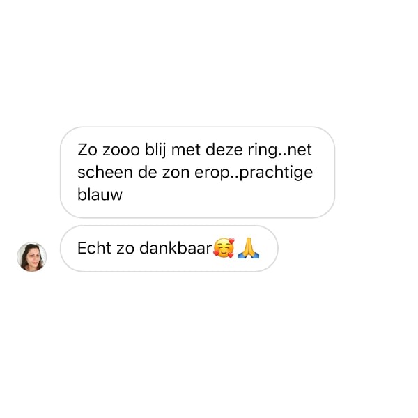 Ervaring - Zo zooo blij met deze ring. Net scheen de zon erop, prachtig blauw