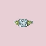 vintage witgouden ring met topaas peridoot en diamant