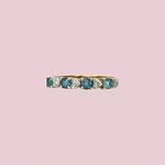 vintage eternity ring goud met hartjes topaas en diamant