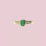 vintage ring met smaragd en diamant