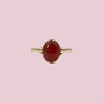 vintage ring met rode amber steen