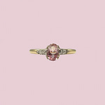 vintage ring roze topaas roze steen en diamant