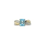 vintage ring topaas rechthoekig diamant 9k goud