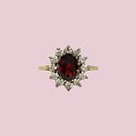 granaat cluster ring vintage goud