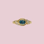 topaas en diamant ring vintage goud 9k