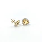 oorknopjes citrien diamant 10 karaat goud