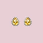 vintage citrien en diamant oorbellen goud