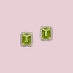 vintage peridoot en diamant oorbellen goud