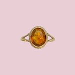 vintage citrien ring ovaal goud