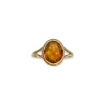 vintage citrien ring ovaal rubover 9k goud