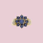 vintage ring saffier bloem cabochon
