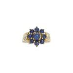 vintage ring saffier bloem met diamant