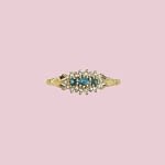 vintage ring topaas en diamant cluster