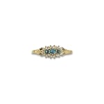 vintage ring topaas en diamant cluster goud
