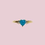 vintage ring met turkoois hartje