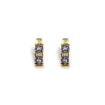 vintage oorbellen saffier en diamant geelgoud