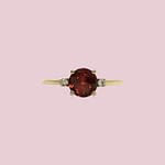 vintage ring granaat en diamant