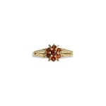 vintage ring granaat cluster bloem goud