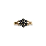 vintage ring saffier cluster bloem goud