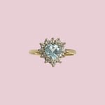 vintage ring topaas hartje cluster