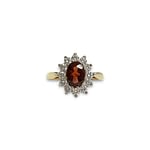 vintage entourage ring granaat en cz 9k goud