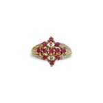 vintage ornate ring robijn en diamant