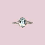 vintage ring witgoud aquamarijn 18 karaat