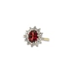 gouden ring met granaat en cz cluster